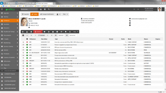 Logiciel CRM en ligne, gestion du fichier client : Efficy CRM